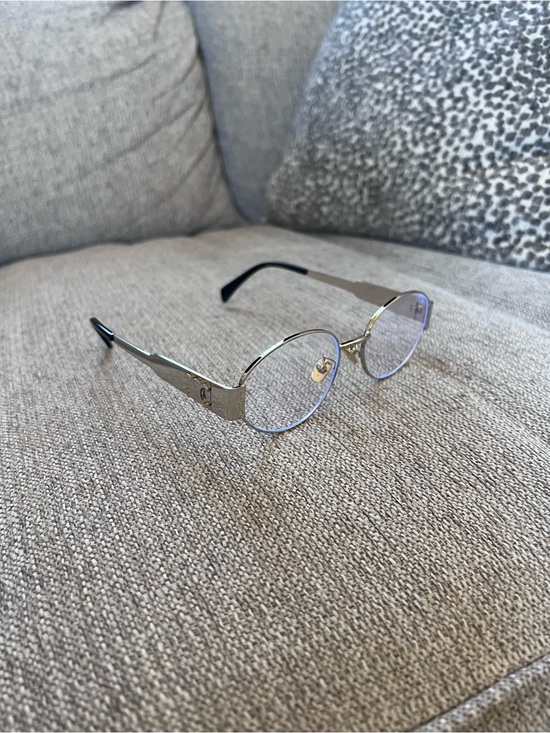 Celine Accessories - Celine Silver Triomphe Metal Oval Eyeglasses